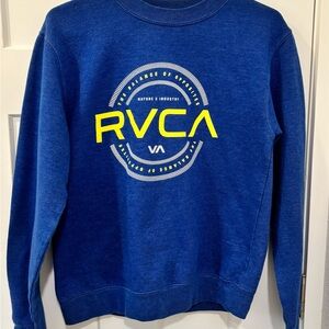 RVCA Royal Blue Crewneck with Yellow Logo Graphic